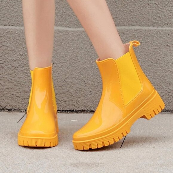 🆕 VC Women's Yellow Rubber Rain Boots Waterproof Non-Slip Garden Work Booties - Picture 5 of 7